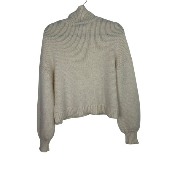 L'Academie Revolve Women's Cream Half-Zip Ribbed Sweater S Wool & Alpaca Blend - Picture 3 of 12